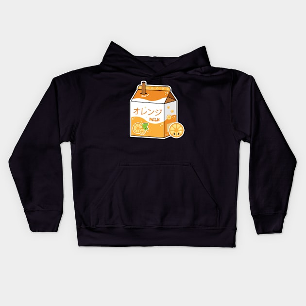 Kawaii Orange Milk Kids Hoodie by Sasyall